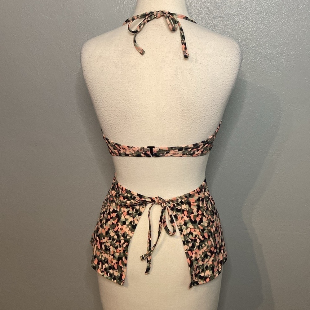 Sun Dazed Tankini Swim Top Padded Underwire Ruffle Pink Green 34C - Picture 6 of 8